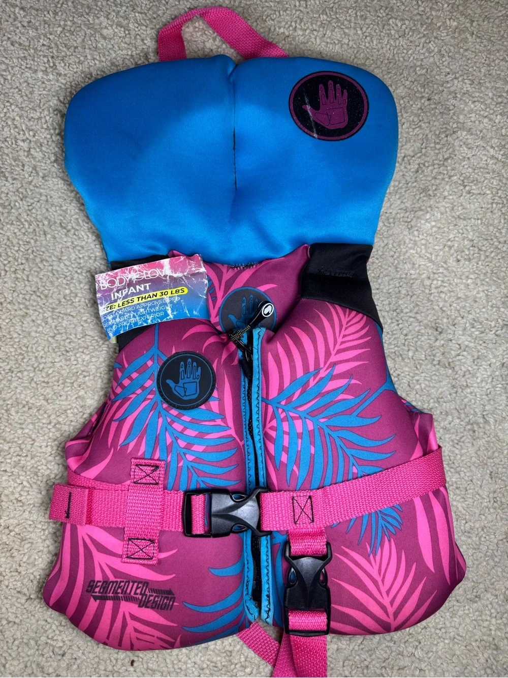Body Glove Infant Girls PFD Coast Guard Approved Life Jacket less than 30LBS